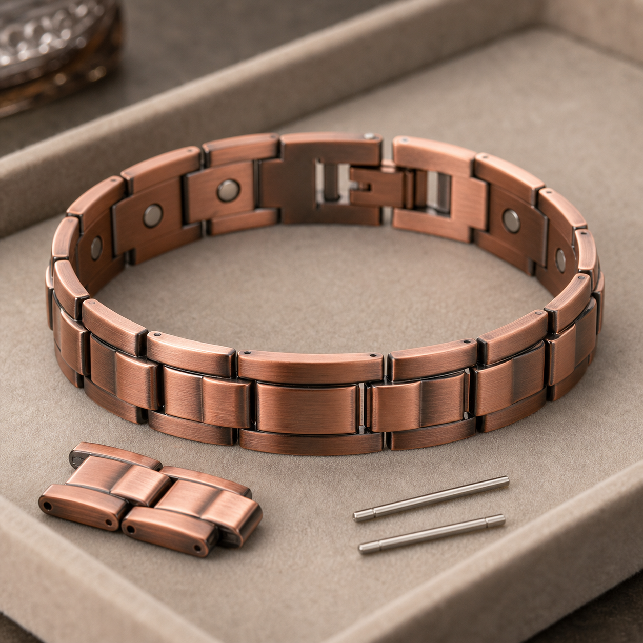adjustable copper tone magnetic bracelet - Adjustable Link Construction