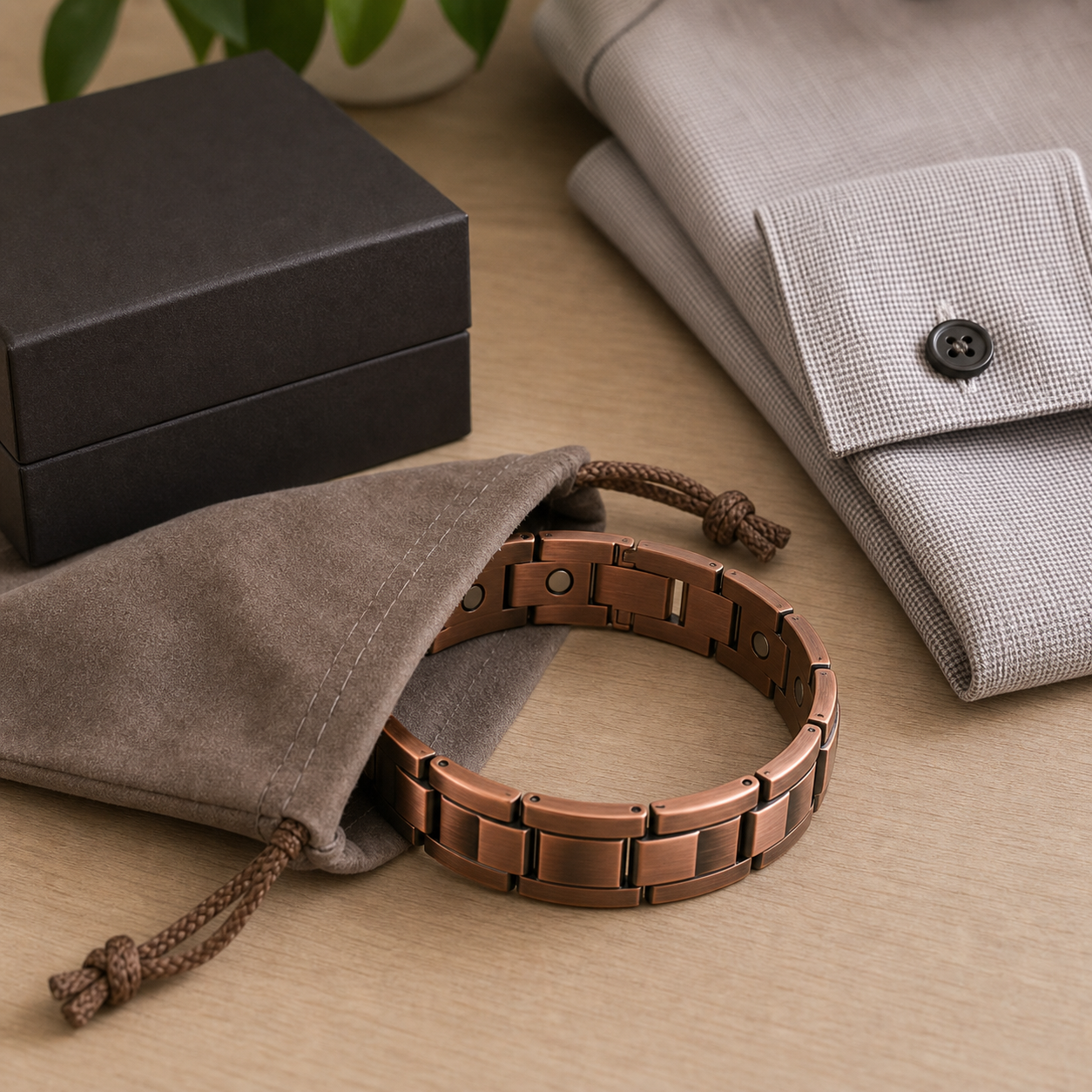 adjustable copper tone magnetic bracelet - Gift-Ready Accessory Look