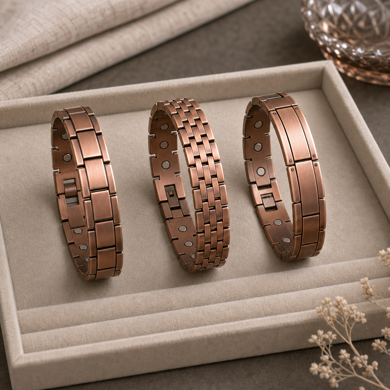 adjustable copper tone magnetic bracelet - Multiple Style Options