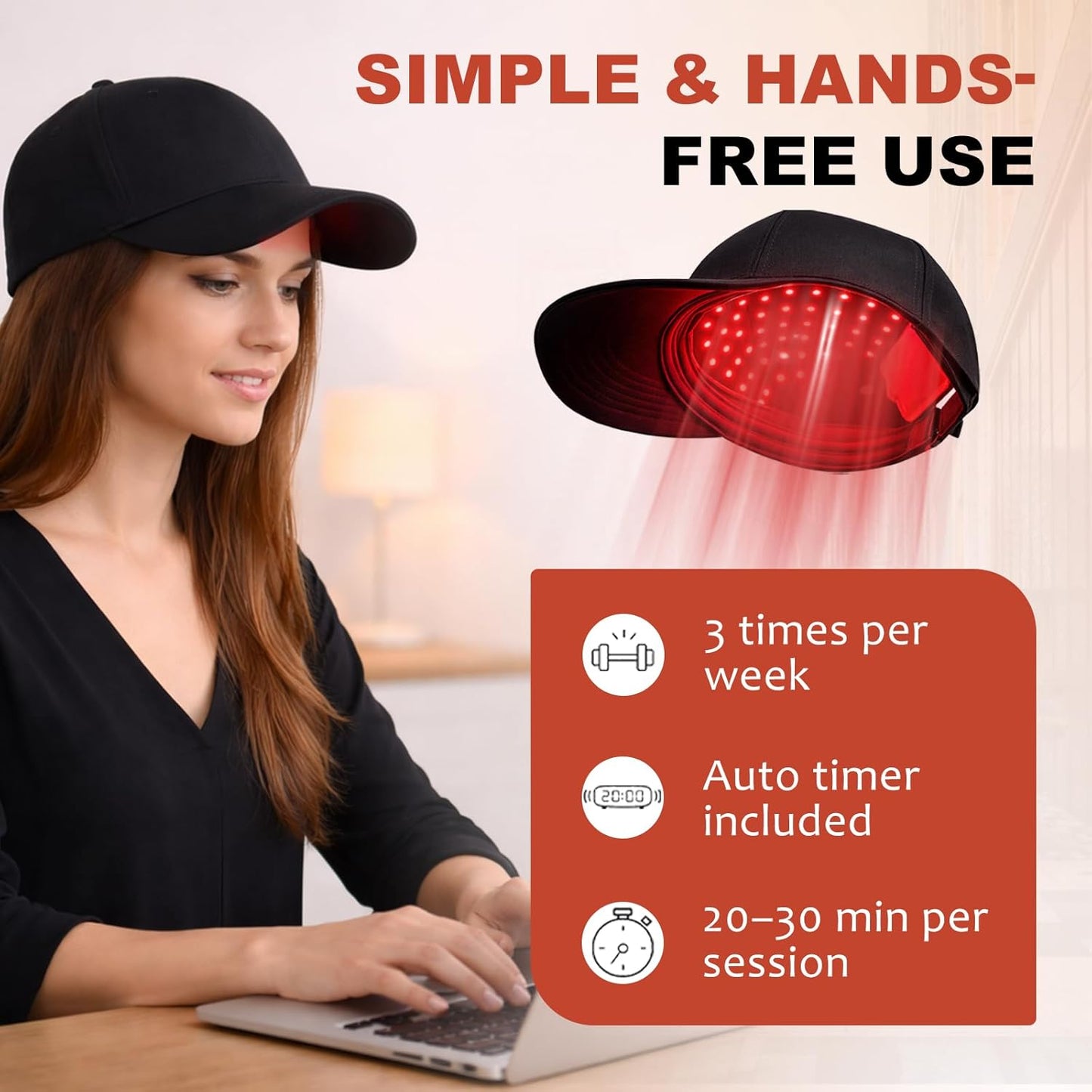 LED Red Light Therapy Hair Growth Cap – Low-Level Laser Scalp Stimulator for Thinning Hair
