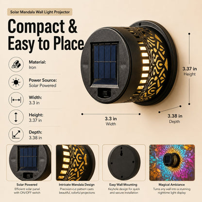 Solar Mandala Wall Light Outdoor Projector Lamp