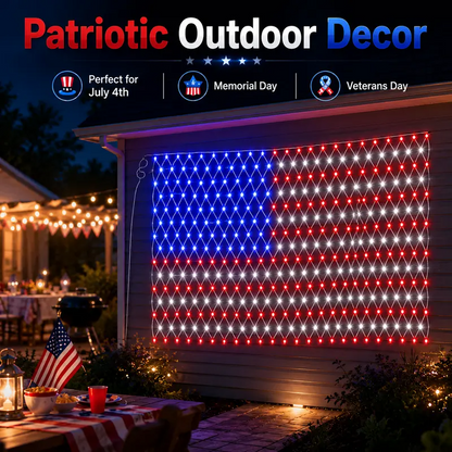 Outdoor LED American Flag Net Lights