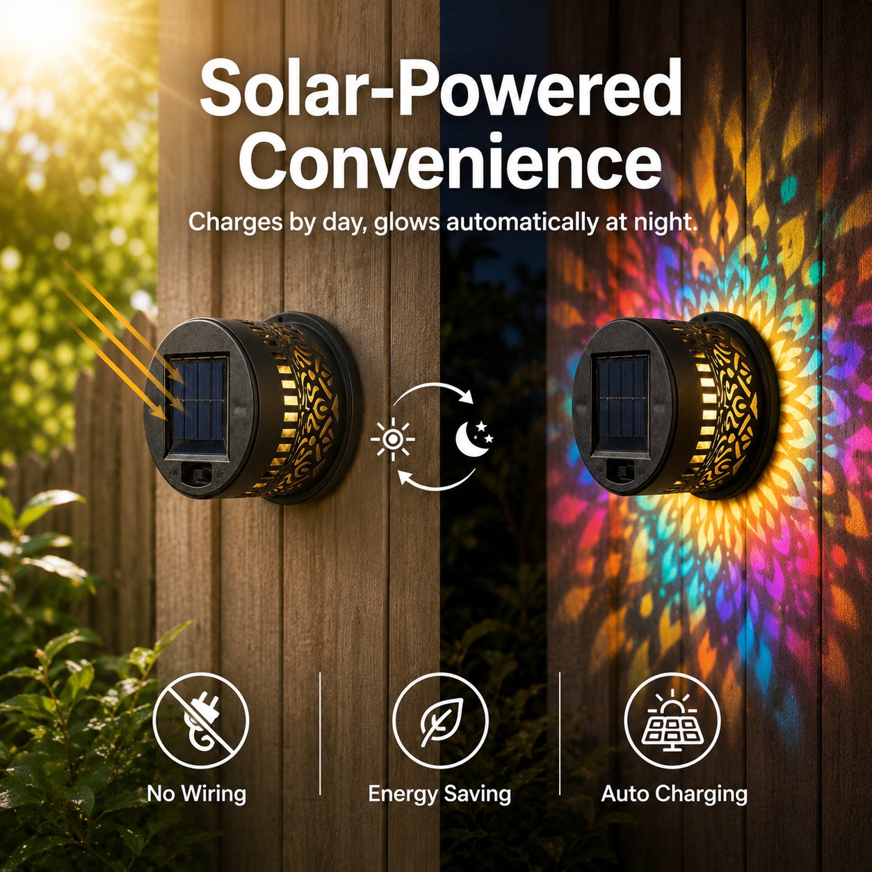 Solar Mandala Wall Light Outdoor Projector Lamp