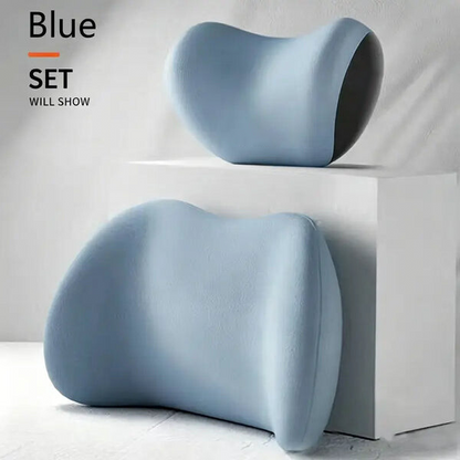 Car Neck and Lumbar Support Pillow Set - Memory Foam