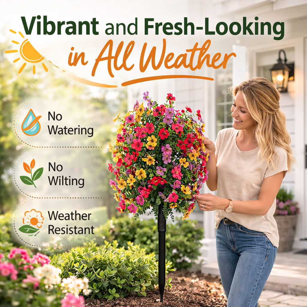 No-Fade Outdoor Hanging Flowers – UV-Resistant Artificial Floral Decorations