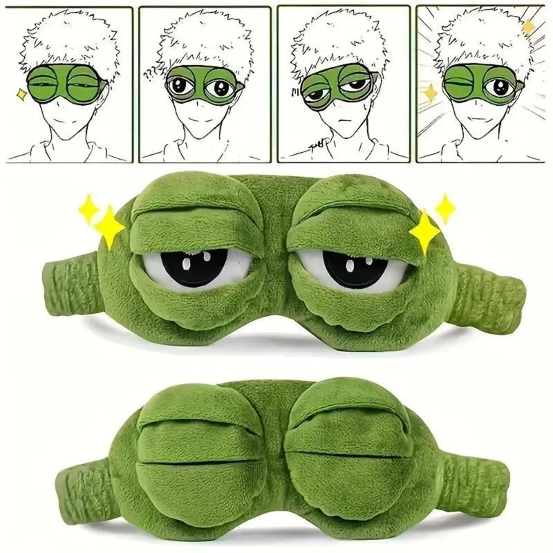 3D Frog Plush Sleep Mask with Cooling Gel – Soft, Comfortable & Total Light Blocking