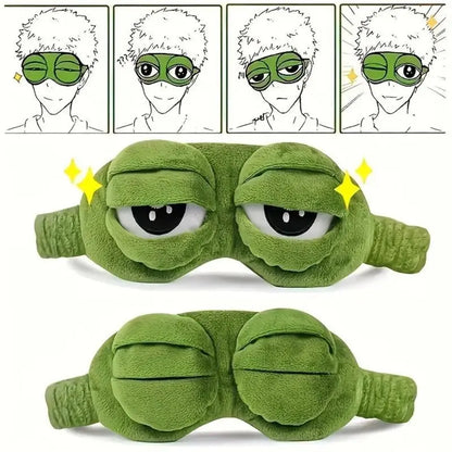 3D Frog Plush Sleep Mask with Cooling Gel – Soft, Comfortable & Total Light Blocking