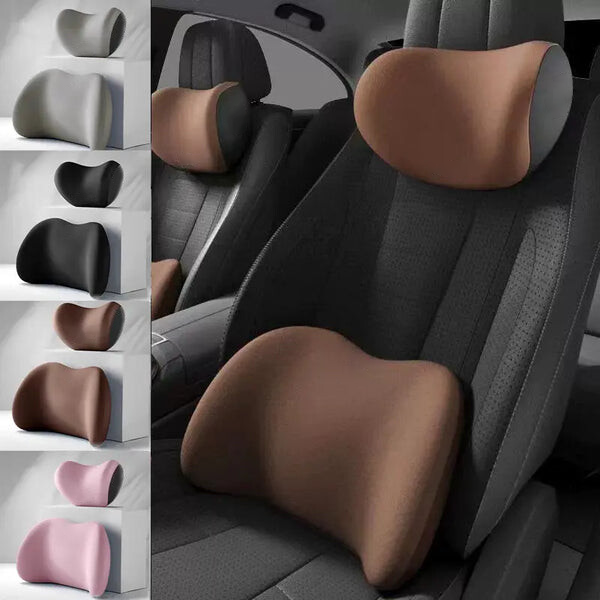 Car Neck and Lumbar Support Pillow Set - Memory Foam