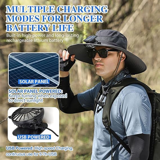Ultralight Solar Fan Sun Hat – Built-in Fan, UV Protection & Featherlight Design