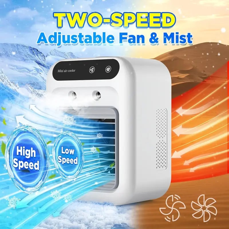 Portable Air Conditioner Fan – 3-in-1 Cooling, Humidifying & Purifying with 2-Speed Mist
