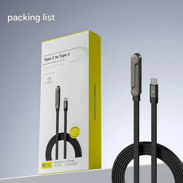 240W Braided Fast Charging Cable with Built-in Phone Stand – USB-C Compatible