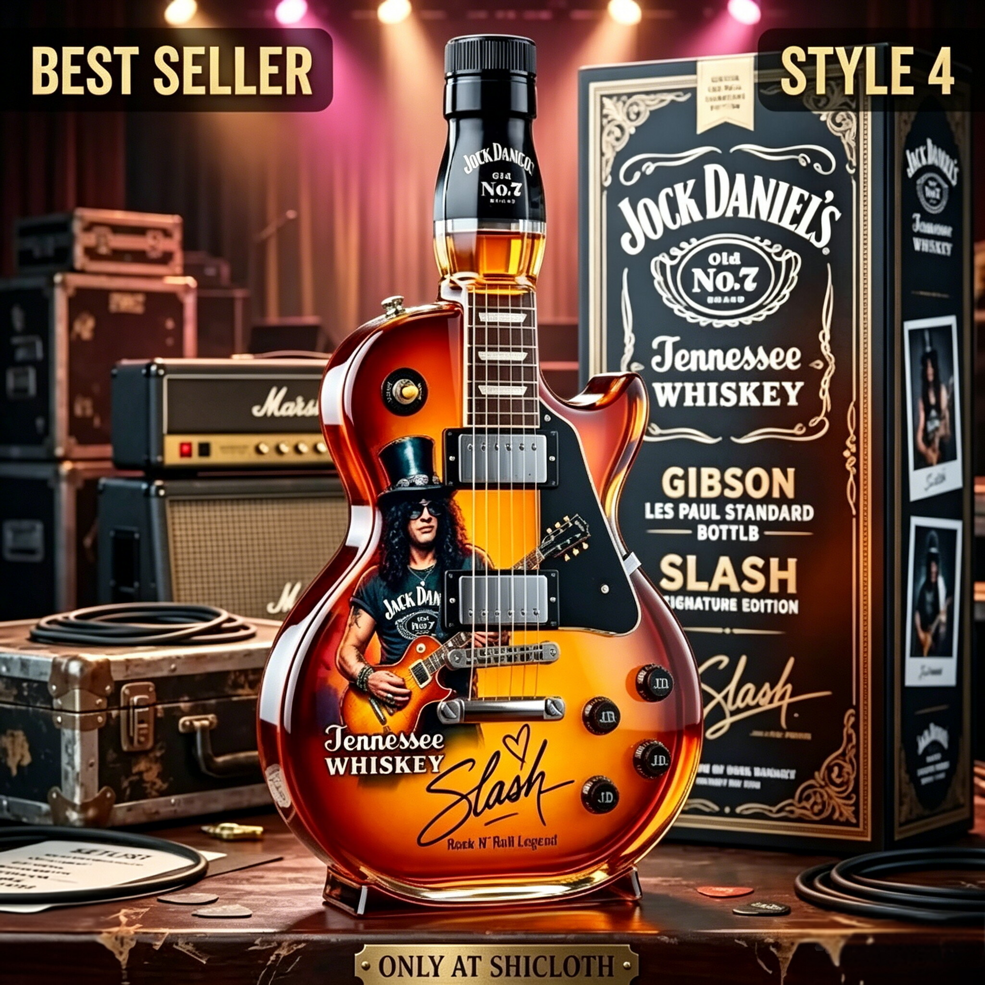 Sunburst Guitar Shaped Liquor Decanter Bottle - product detail 5