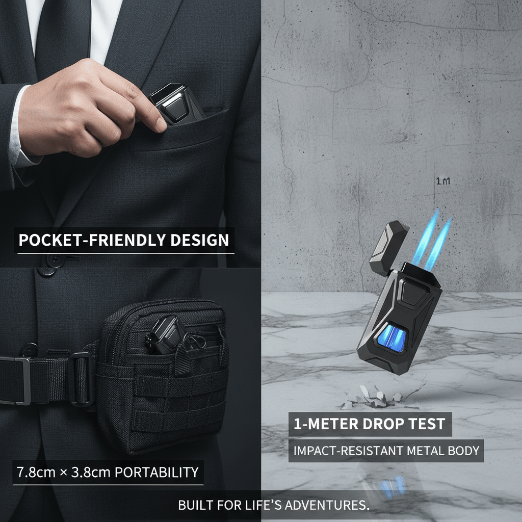 🔥Voice-Activated Dual Flame Lighter – Windproof, USB Rechargeable & Flameless Electric Arc