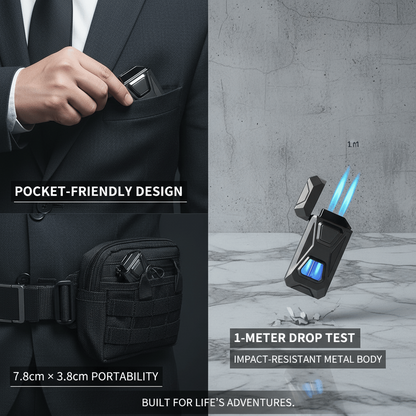 🔥Voice-Activated Dual Flame Lighter – Windproof, USB Rechargeable & Flameless Electric Arc