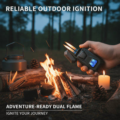 🔥Voice-Activated Dual Flame Lighter – Windproof, USB Rechargeable & Flameless Electric Arc