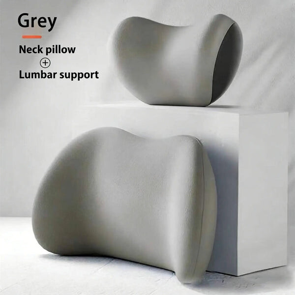 Car Neck and Lumbar Support Pillow Set - Memory Foam
