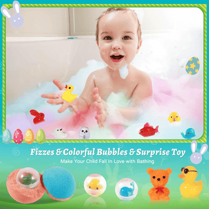 Natural Bath Bombs for Kids – Mega Bubbles, Surprise Inside, 12 Pcs per Box