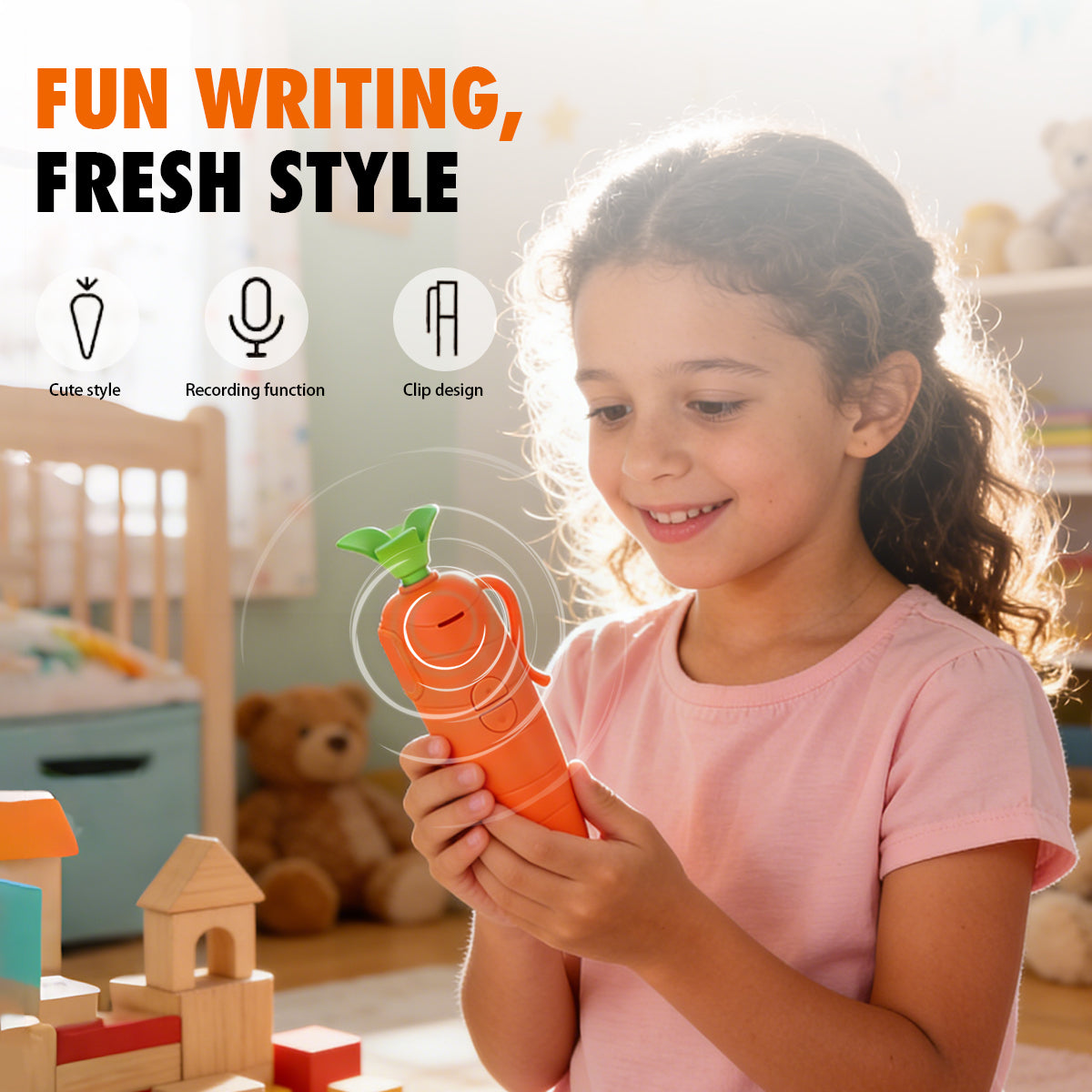 Carrot Voice Recording Pen – 60-Second Recordable Magic Toy for Kids