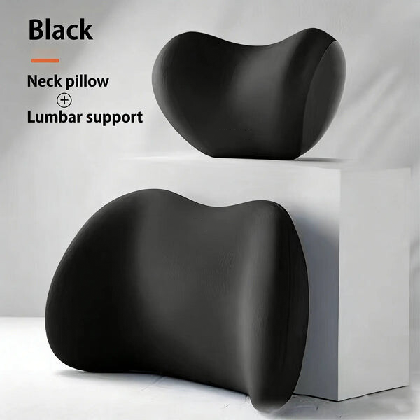 Car Neck and Lumbar Support Pillow Set - Memory Foam