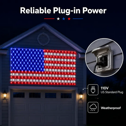 Outdoor LED American Flag Net Lights