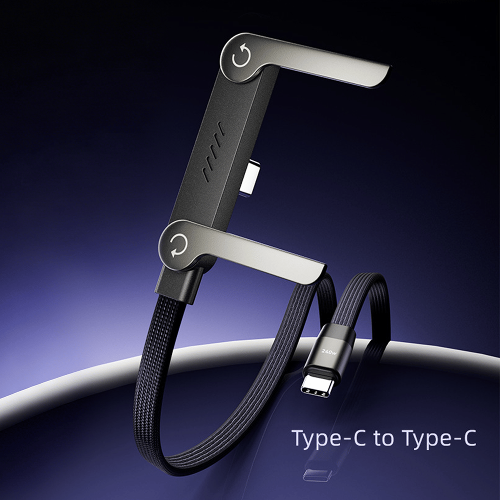 240W Braided Fast Charging Cable with Built-in Phone Stand – USB-C Compatible
