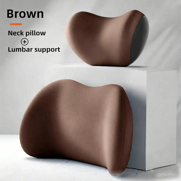 Car Neck and Lumbar Support Pillow Set - Memory Foam