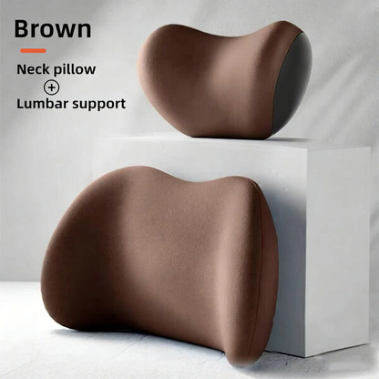 Car Neck and Lumbar Support Pillow Set - Memory Foam