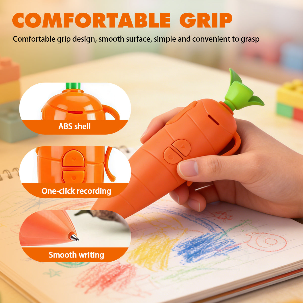 Carrot Voice Recording Pen – 60-Second Recordable Magic Toy for Kids