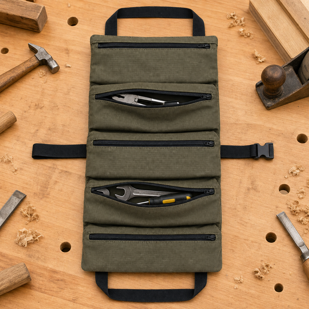 5-Pocket Roll-Up Tool Organizer