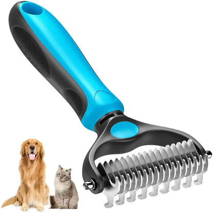 Double-Sided Deshedding Brush for Dogs & Cats – Ergonomic Pet Grooming Tool 🐶