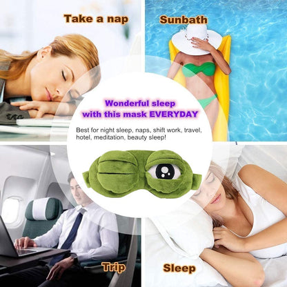 3D Frog Plush Sleep Mask with Cooling Gel – Soft, Comfortable & Total Light Blocking