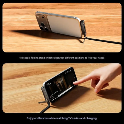 240W Braided Fast Charging Cable with Built-in Phone Stand – USB-C Compatible