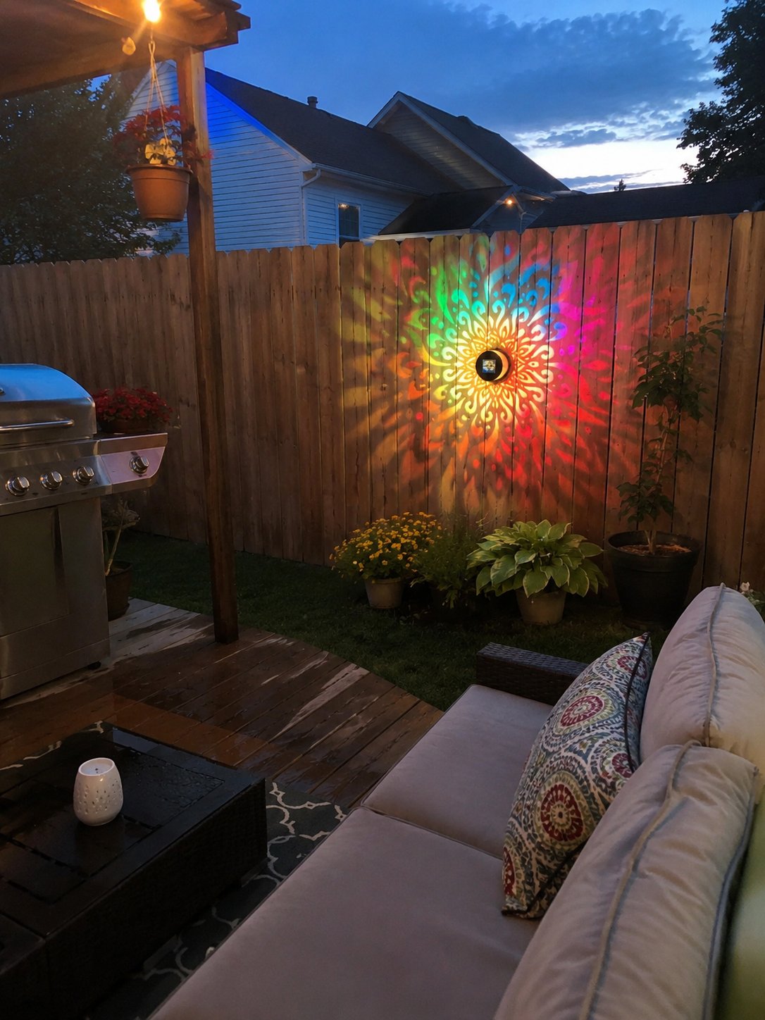 Solar Mandala Wall Light Outdoor Projector Lamp