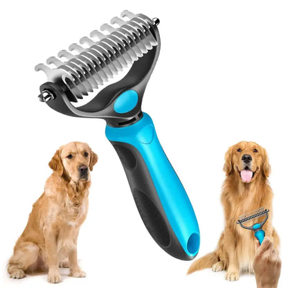 Double-Sided Deshedding Brush for Dogs & Cats – Ergonomic Pet Grooming Tool 🐶