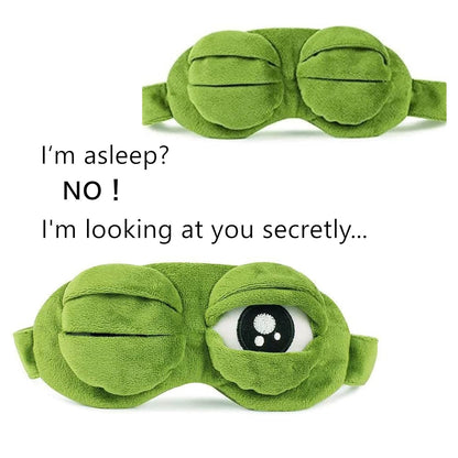 3D Frog Plush Sleep Mask with Cooling Gel – Soft, Comfortable & Total Light Blocking
