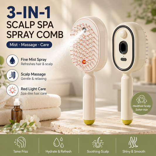 3-in-1 Electric Mist Spray Scalp Massage Brush