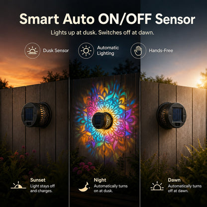Solar Mandala Wall Light Outdoor Projector Lamp