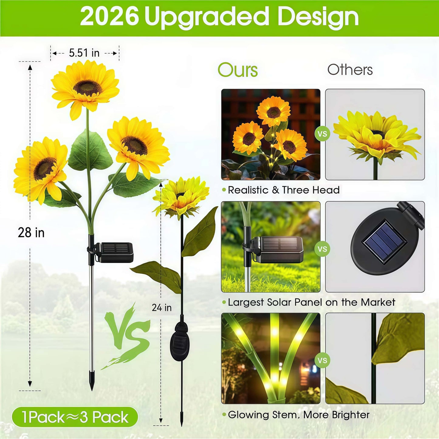 🌻Sunflower Solar Garden Lights – Waterproof Outdoor Stake Lights for Yard & Patio Décor