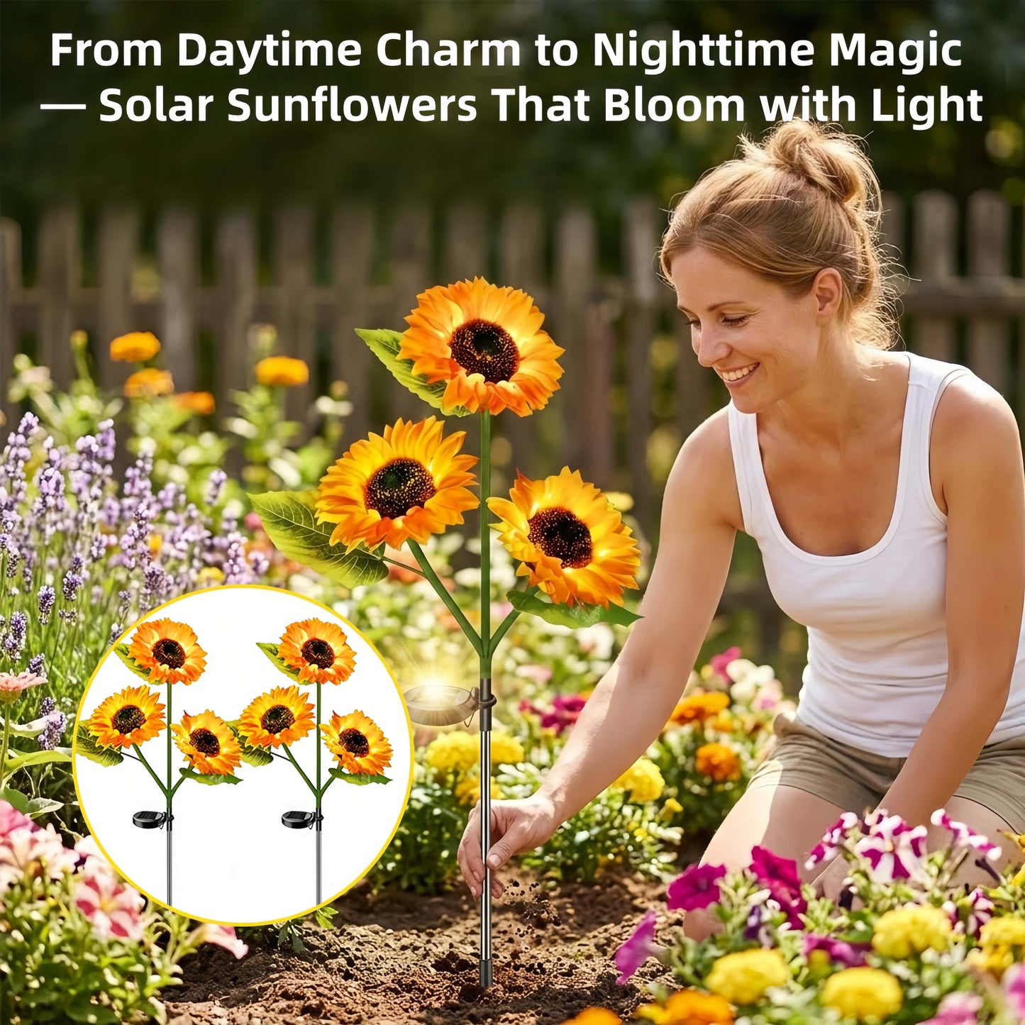 🌻Sunflower Solar Garden Lights – Waterproof Outdoor Stake Lights for Yard & Patio Décor
