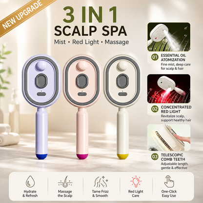 3-in-1 Electric Mist Spray Scalp Massage Brush