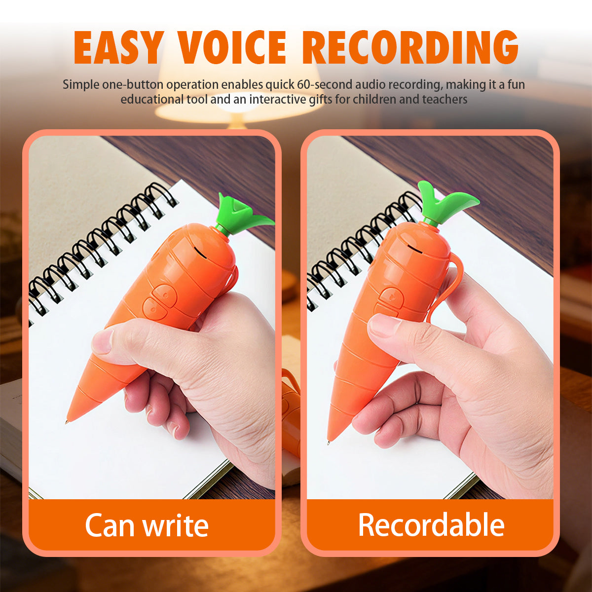 Carrot Voice Recording Pen – 60-Second Recordable Magic Toy for Kids