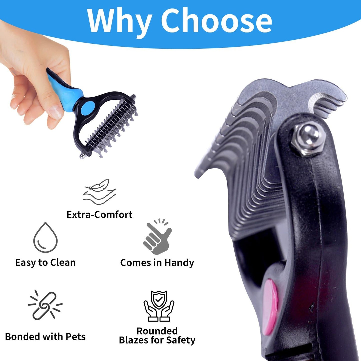 Double-Sided Deshedding Brush for Dogs & Cats – Ergonomic Pet Grooming Tool 🐶