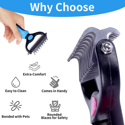 Double-Sided Deshedding Brush for Dogs & Cats – Ergonomic Pet Grooming Tool 🐶
