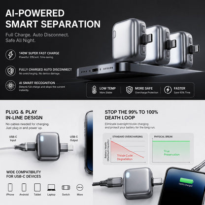 140W Smart Charging Adapter with Auto-Stop Protection