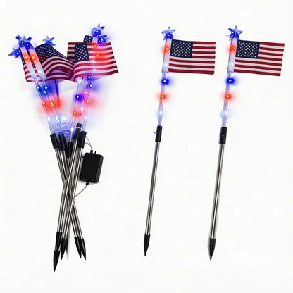 Solar American Flag Pathway Lights – Red, White & Blue Outdoor Garden Stake Lights (Set of 8)