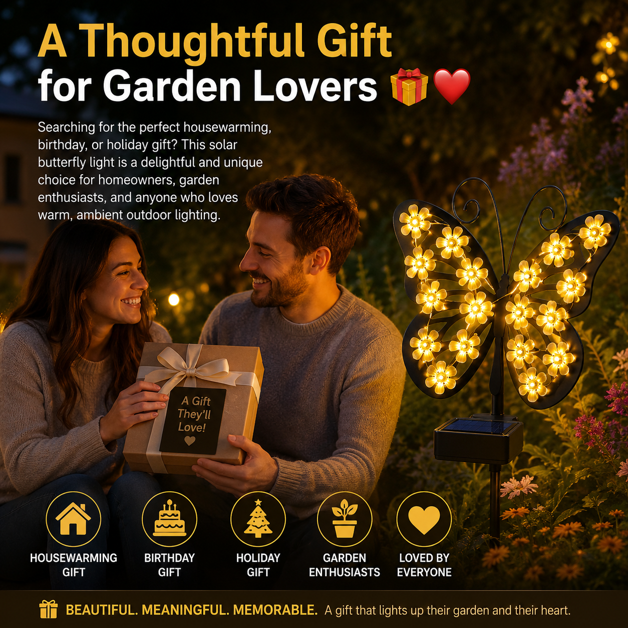 Solar-Powered LED Butterfly Garden Light