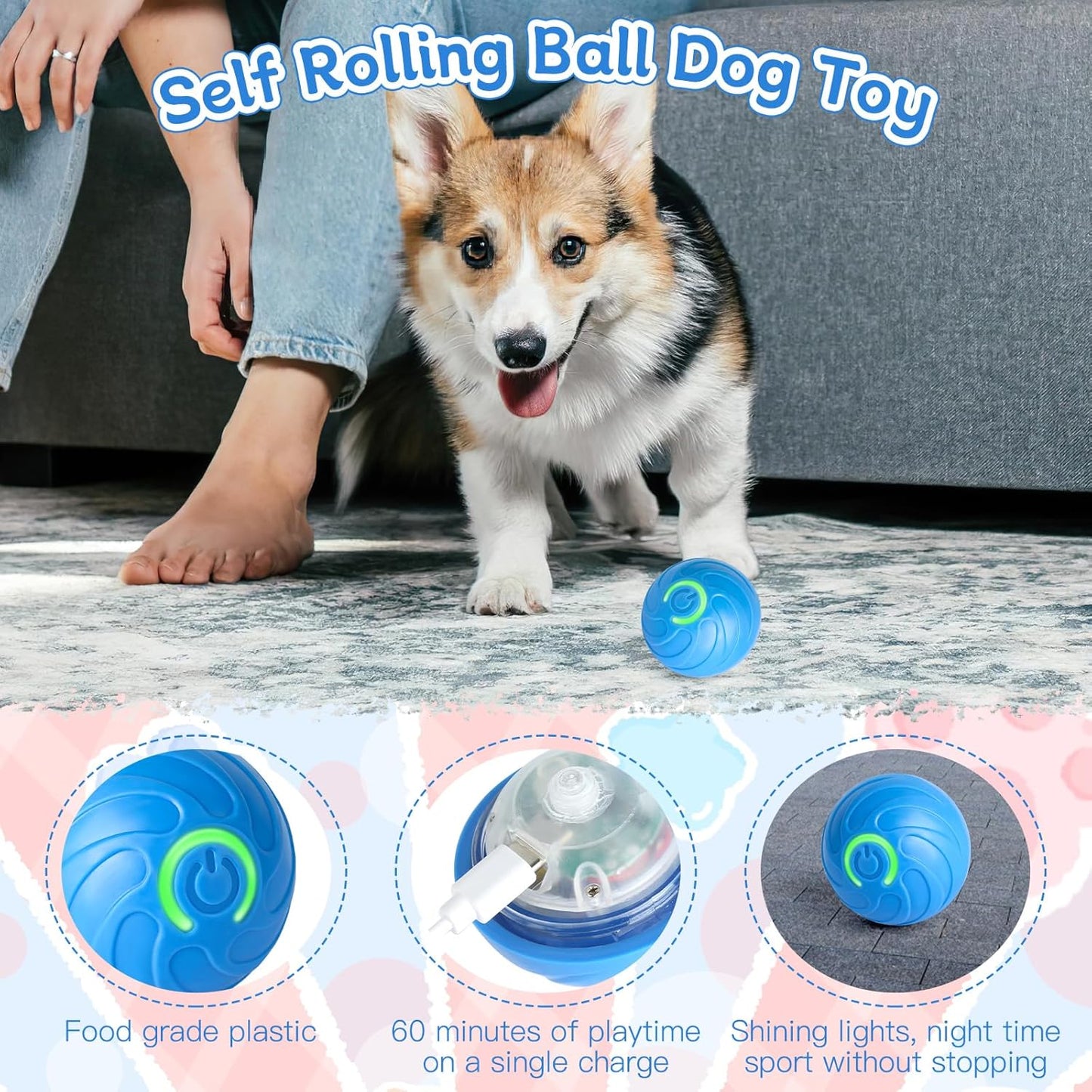 Interactive Automatic Dog Toy Ball – USB Rechargeable, Self-Rolling & Keeps Dogs Active