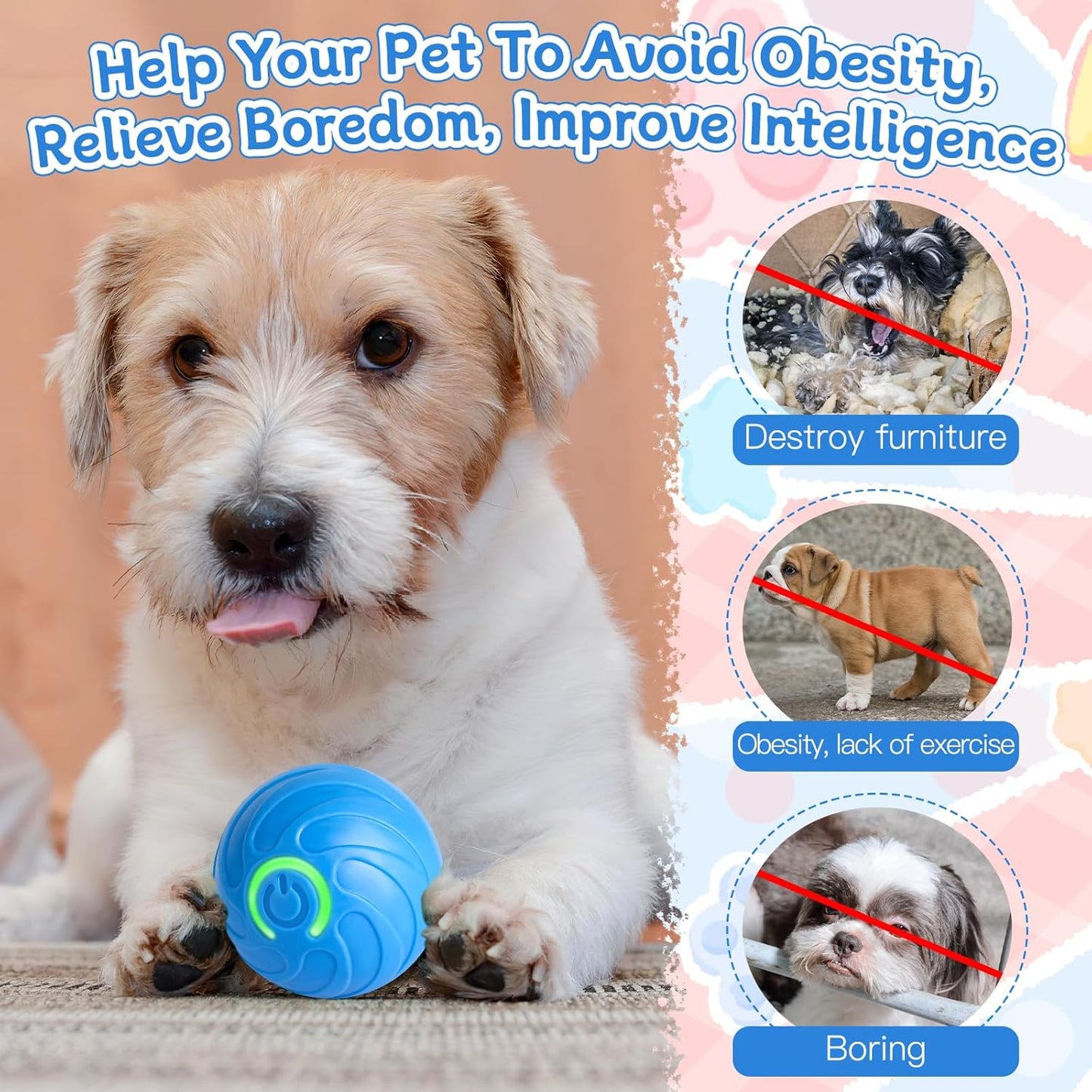 Interactive Automatic Dog Toy Ball – USB Rechargeable, Self-Rolling & Keeps Dogs Active