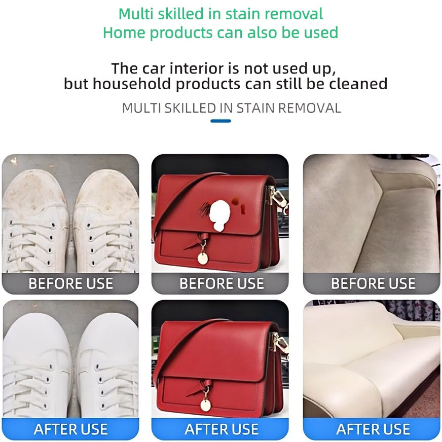 All-in-One Cleaner Kit – Wipe & Sponge for Car Interior, Shoes & Leather Bags