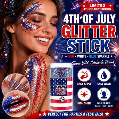 4th of July Glitter Stick – Red, White & Blue Body and Hair Sparkle Makeup